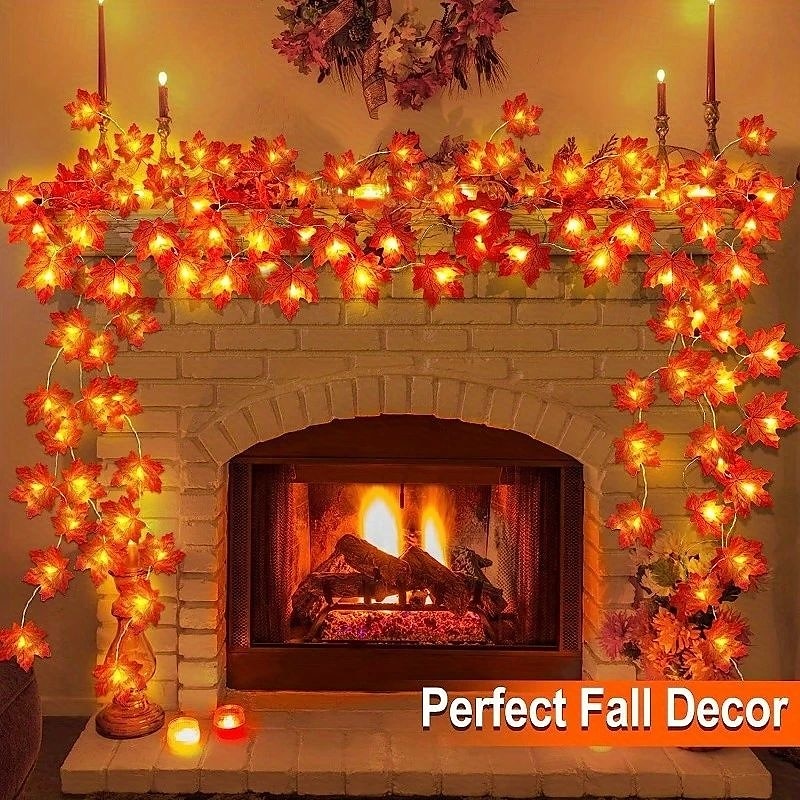Halloween String Lights Maple Leaf Pumpkin Garland Lights Battery Powered Indoor Outdoor Hanging Decor for Chicago Shelf Desktop Theme Porch Thanksgiving Halloween Autumn Home Gardening Party Decor 2025 - HUF 2219 –P8