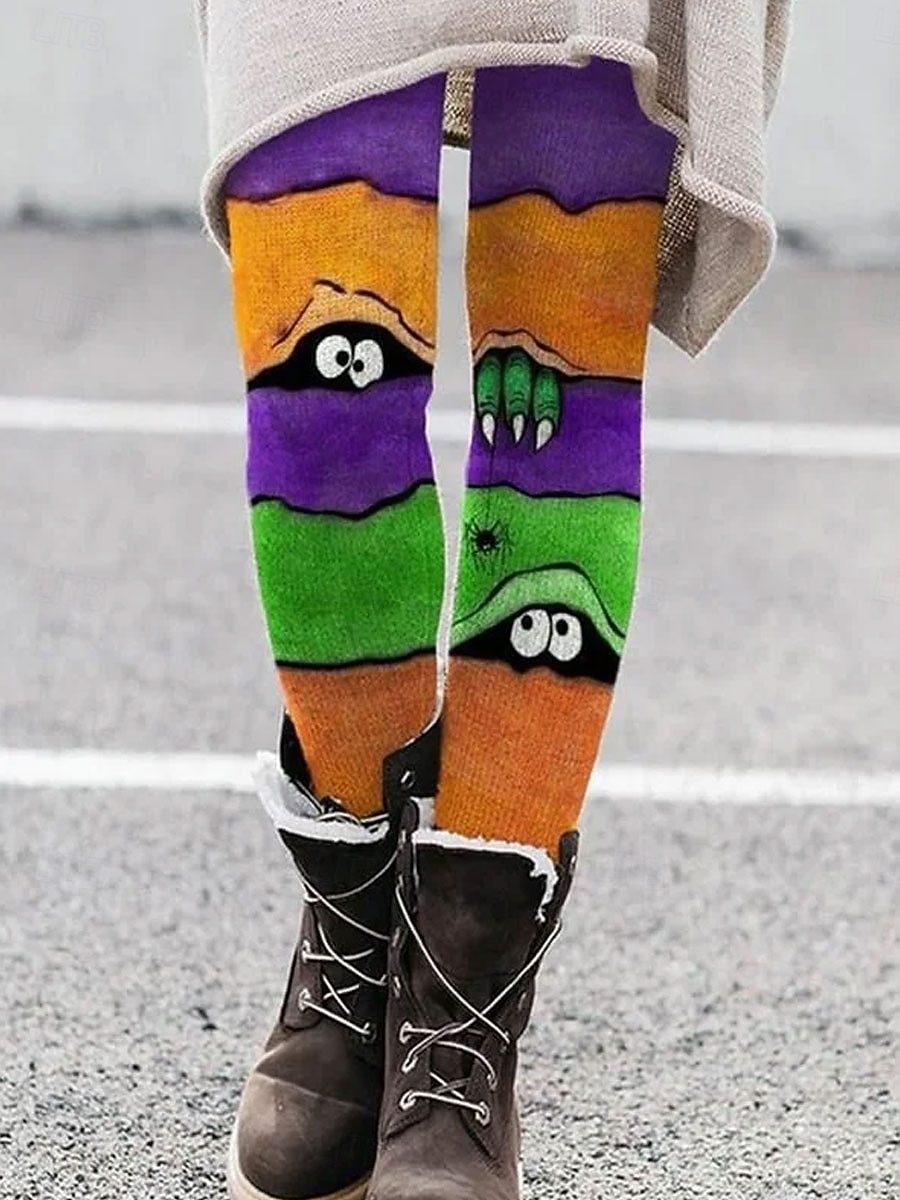 Halloween Kvinners Leggings Ferie Vintage Motebasert Full Lengde Høy Midje Bukser Grafisk Trykk Termisk Varm Myk Pustende Elastisk Formell Utendørs Svart Orange Grønn Beige Vår Høst Slank 2025 - $8.99 –P2