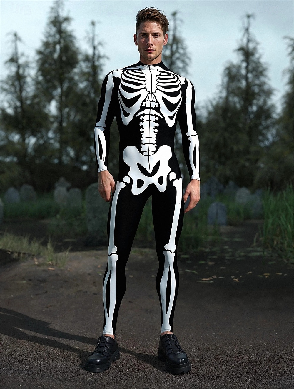 Karnawał 2026 Body Kostiumy dla par na Halloween Kombinezon zakrywający całe ciało Szkielet Straszny Kostium Doroślu Dla dzieci Wszystko Halloween Karnawał Dzień Zmarłych Kij Impreza Spektakl Łatwe 2026 - $41.99 –P6