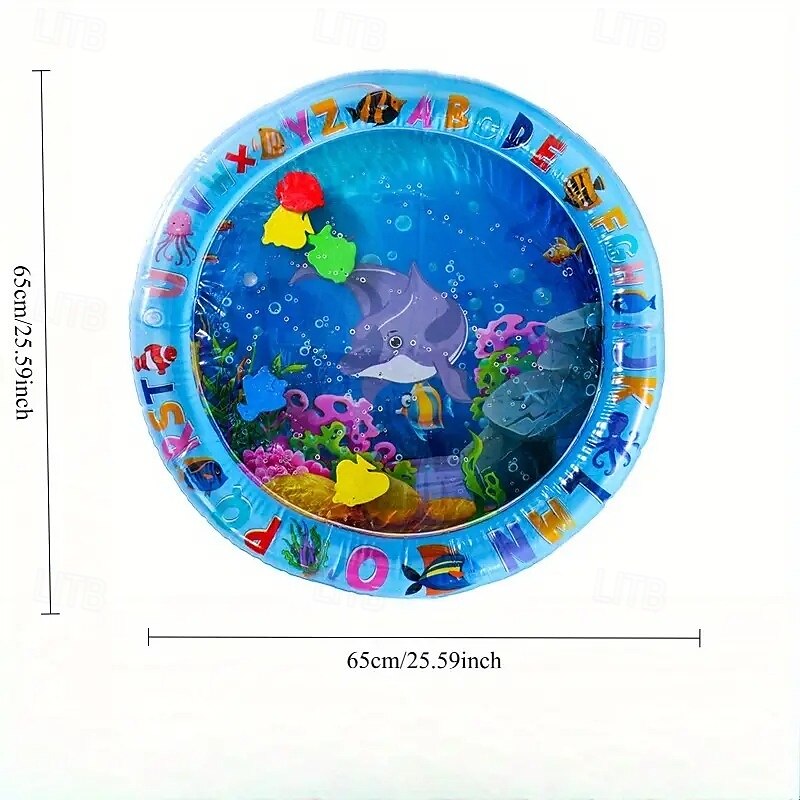 25,6 inch verkoelende huisdierenmat, watermat met oceaanthema voor huisdieren, verkoelend interactief speelgoed met drijvend visontwerp, cartoon-maritieme patronen voor katten &kleine tot grote 2025 - $13.99 –P9