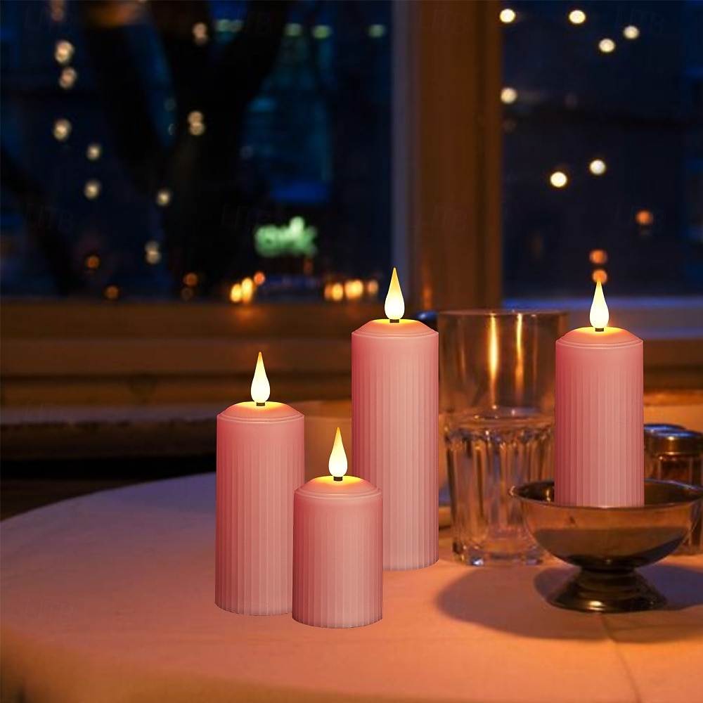 3/4/6/9 Stück Halloween Weihnachten zylindrisches Laden elektronisches Kerzenlicht Fernbedienung Timing Innen- und Außenbereich Hof Hochzeit Party Atmosphäre Dekoration hellviolett rosa 2025 - $24.99 –P6