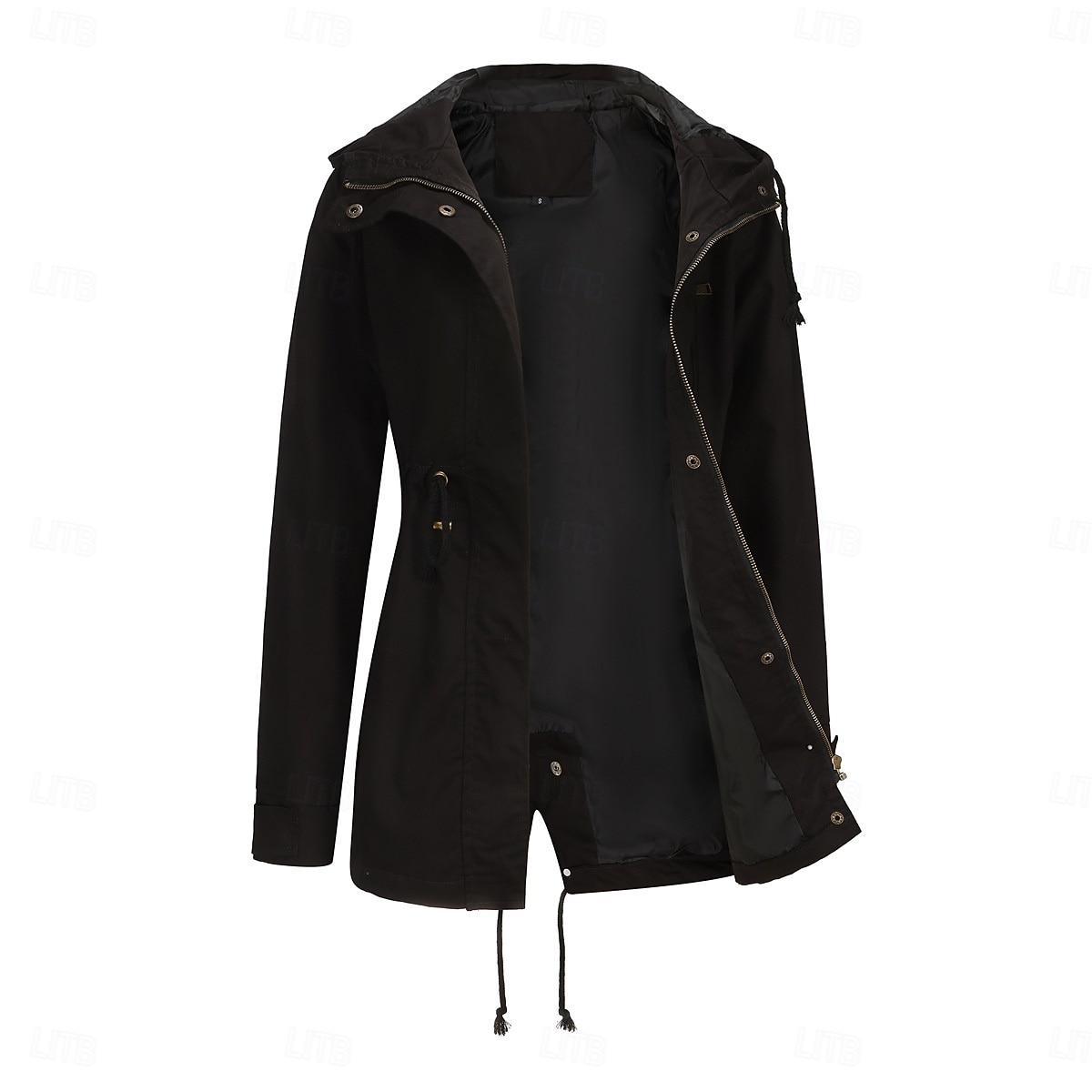 Per donna Cappotto Impermeabile Confortevole Cerniera completa Coulisse Moda Stile da Strada Semplice All'aperto Casual Quotidiano Lungo Con Cappuccio Vestibilità regolare Manica Lunga Capispalla del 2025 a $41.99 –P14