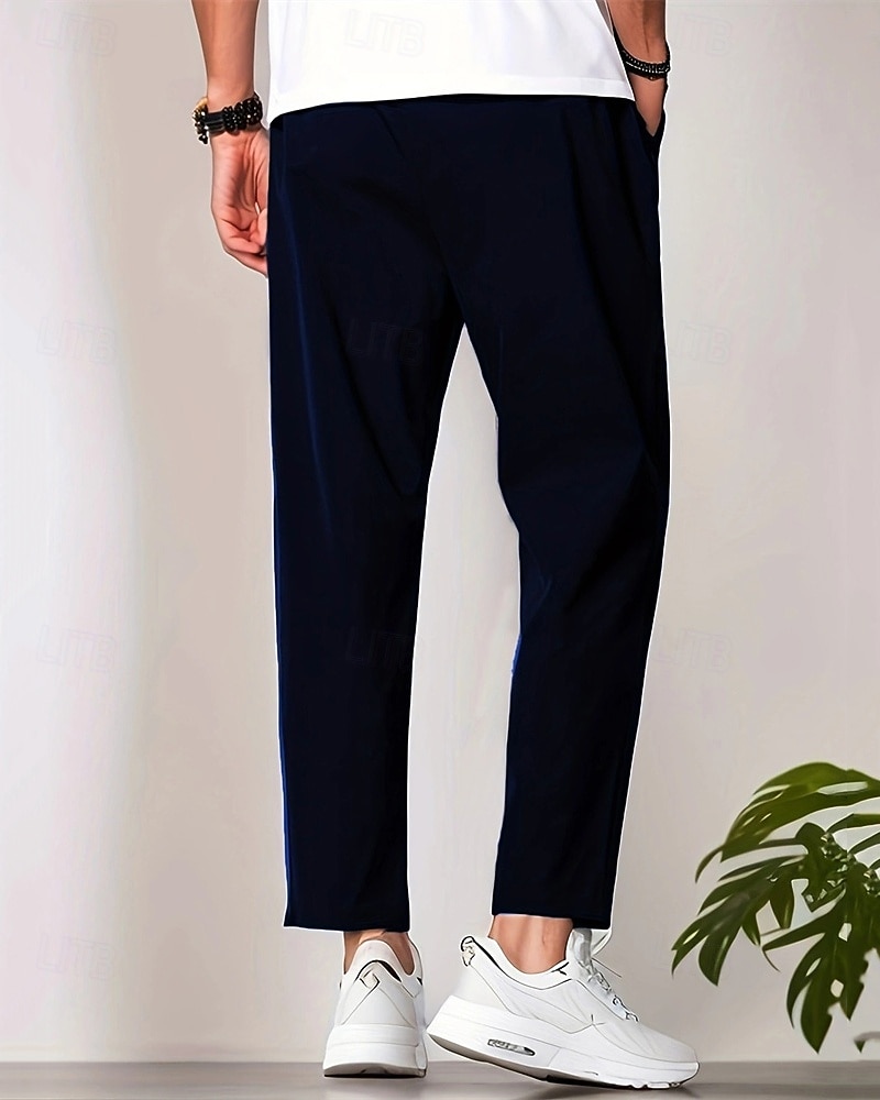 Herre Mager Bukser Uformelle bukser Lomme Elastisk midje Snorer عادي Komfort Ankel-lengde Sport & Utendørs Daglig Mote Fritid Svart Navyblå Mikroelastisk 2026 - $18.99 –P8