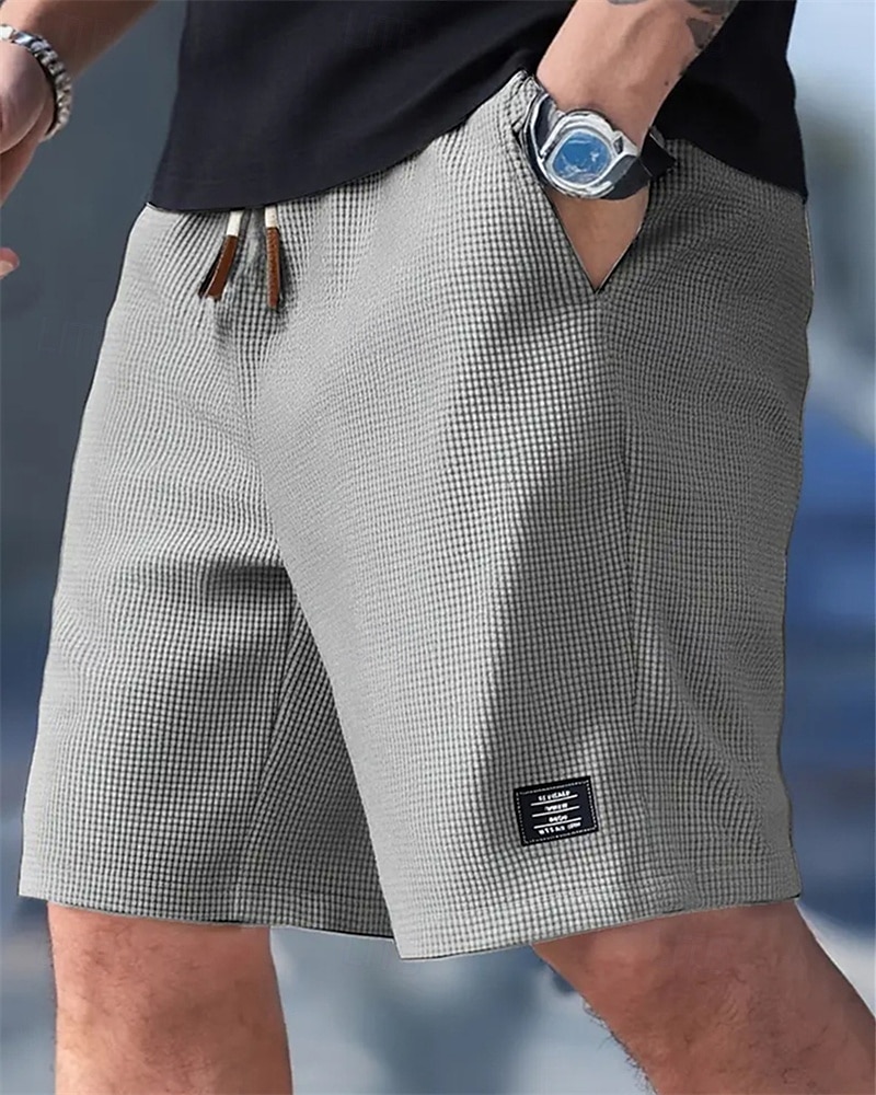 Męskie Szorty waflowe Szorty Letnie szorty Szorty na co dzień Kieszeń Elastyczny pas Ściągana na sznurek Równina Komfort Oddychający Do kolan Na zewnątrz Urlop Sportowy Codzienny Czarny Biały Średnio 2026 - $17.99 –P16