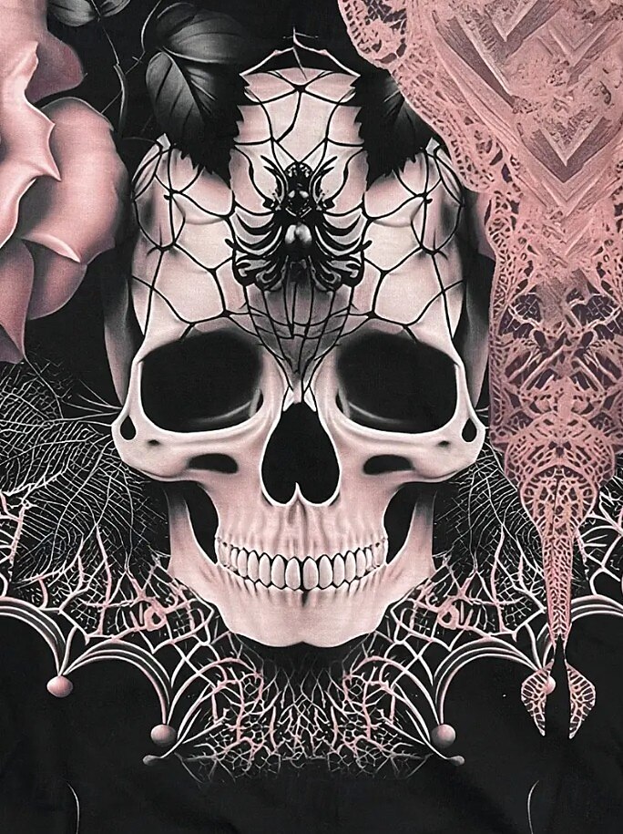 Sudaderas de mujer de Halloween con gráfico de calavera activas vintage de deportes de manga larga con capucha tops regulares casual vacaciones con cremallera con cordón negro primavera otoño 2025 - $26.99 –P2