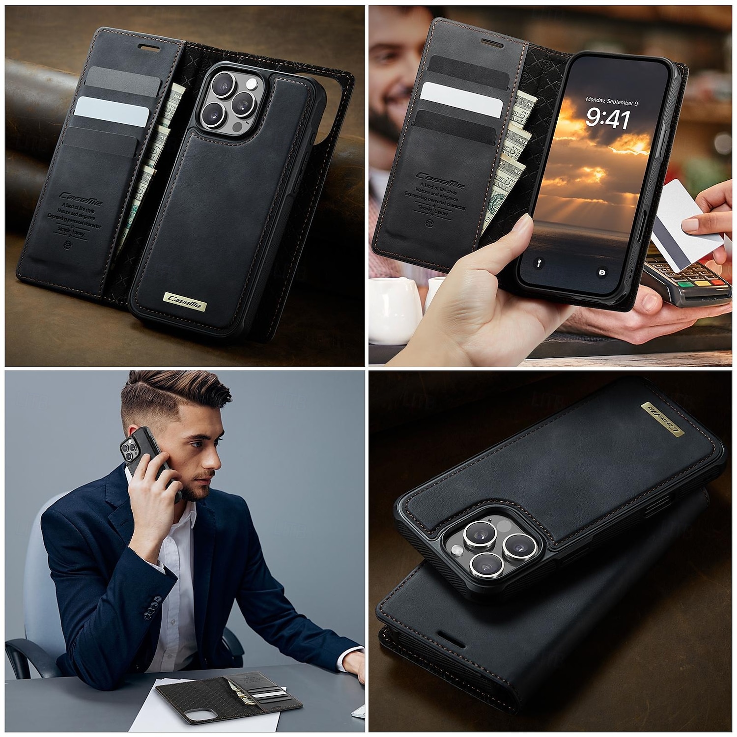 Phone Case For iPhone 16 iPhone 15 iPhone 14 13 12 11 Pro Max Plus Flip Cover Detachable Magnetic Support Wireless Charging TPU PU Leather 2025 - $21.99 –P12