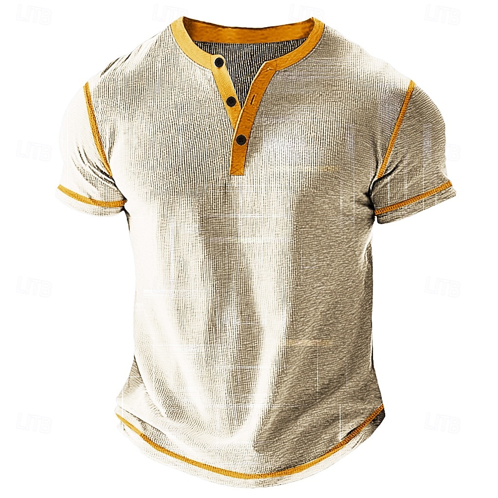 Miesten Kuvitettu Abstrakti Henley-paita Vohveli T-paita Lyhythihainen Päivittäin Retro / vintage Klassinen Urheilu ja ulkoilu Kausaliteetti Pyhäpäivä Kevät kesä Kaikki vuodenajat Vaalea 2025 - $22.99 –P4