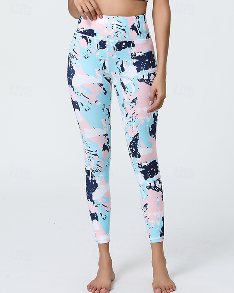 Mujer Leggings Capri Mallas Leggings de Yoga Control de barriga Alta cintura Gimnasio De Deporte Pilates Prendas de abajo Estampado Negro Amarillo Azul Otoño Deportes Ropa de Deporte Ajuste ceñido 2025 - $16.49 –P14