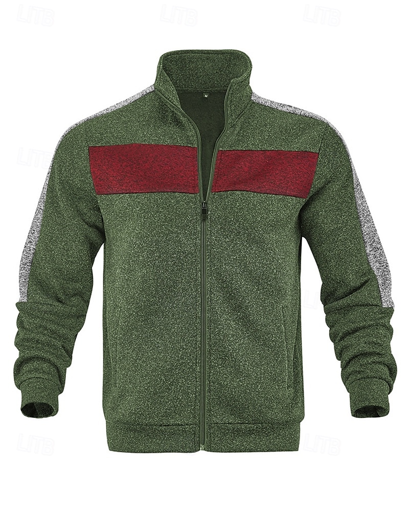 Herren Freizeitjacke Collegejacke Urlaub Täglich Atmungsaktiv Tasche Frühling Herbst Farbblock Mode Klassisch Stehkragen Regulär Schwarz Rote Grün Hellgrau Dunkelgray Jacken 2025 - $36.99 –P1