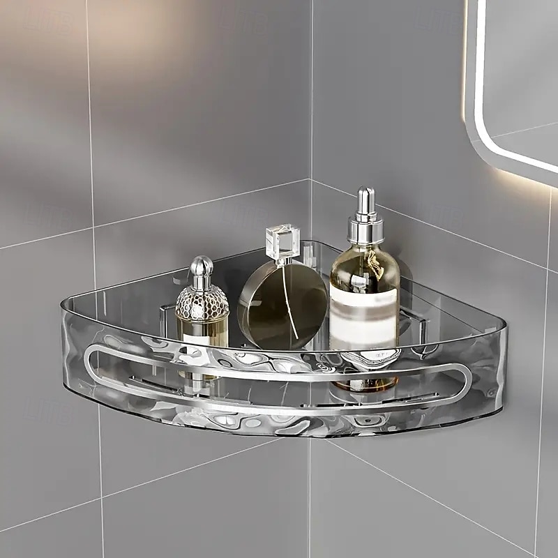 2026年 壁掛け式バスルーム収納ラック、ドリル不要、壁掛け式トイレ収納オーガナイザー、トイレタリーや日用品用の透明コスメティックオーガナイザー  コレクション – $15.99 –P7