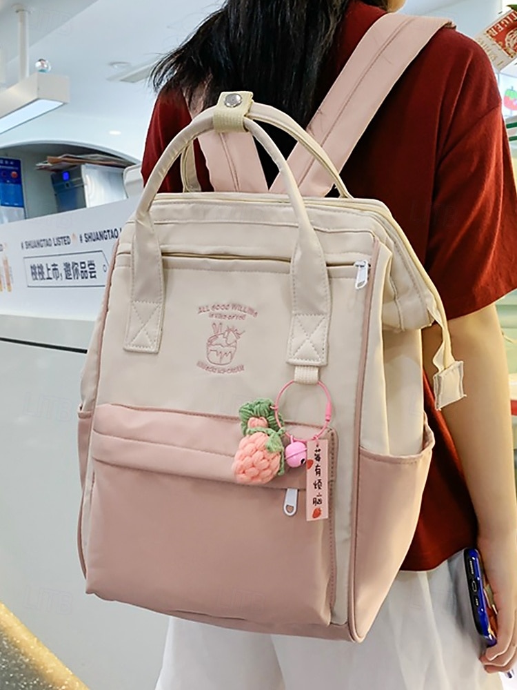 Sac à dos kawaii colorblock pour adolescentes – cartable léger avec grande capacité et porte-clés en forme de fruit pour un usage quotidien et sur le campus de 2025 ? $24.99 –P2