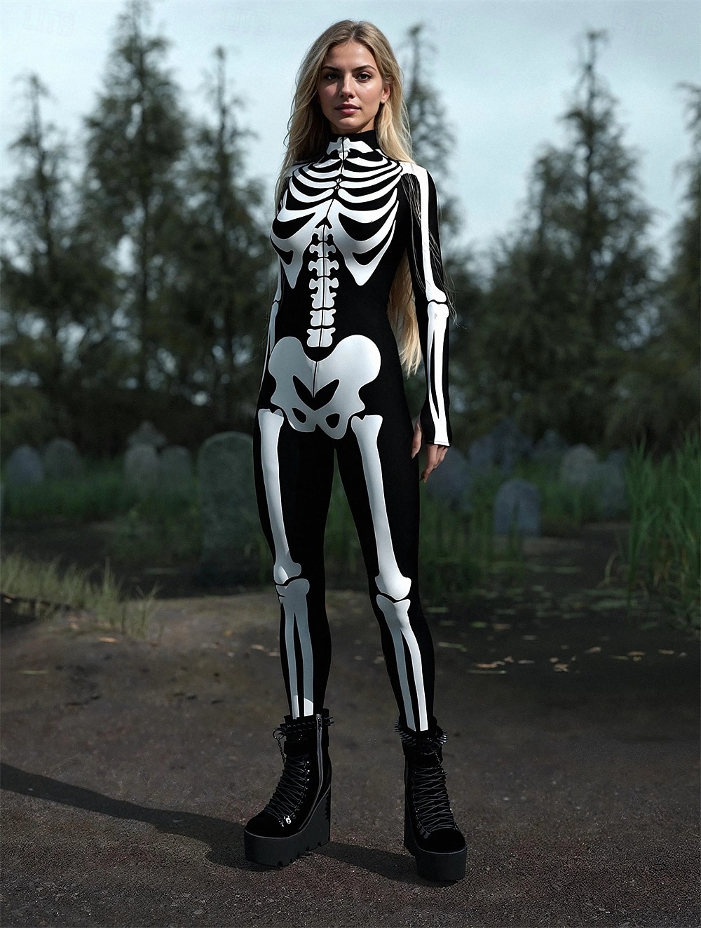Karnawał 2026 Body Kostiumy dla par na Halloween Kombinezon zakrywający całe ciało Szkielet Straszny Kostium Doroślu Dla dzieci Wszystko Halloween Karnawał Dzień Zmarłych Kij Impreza Spektakl Łatwe 2026 - $41.99 –P2