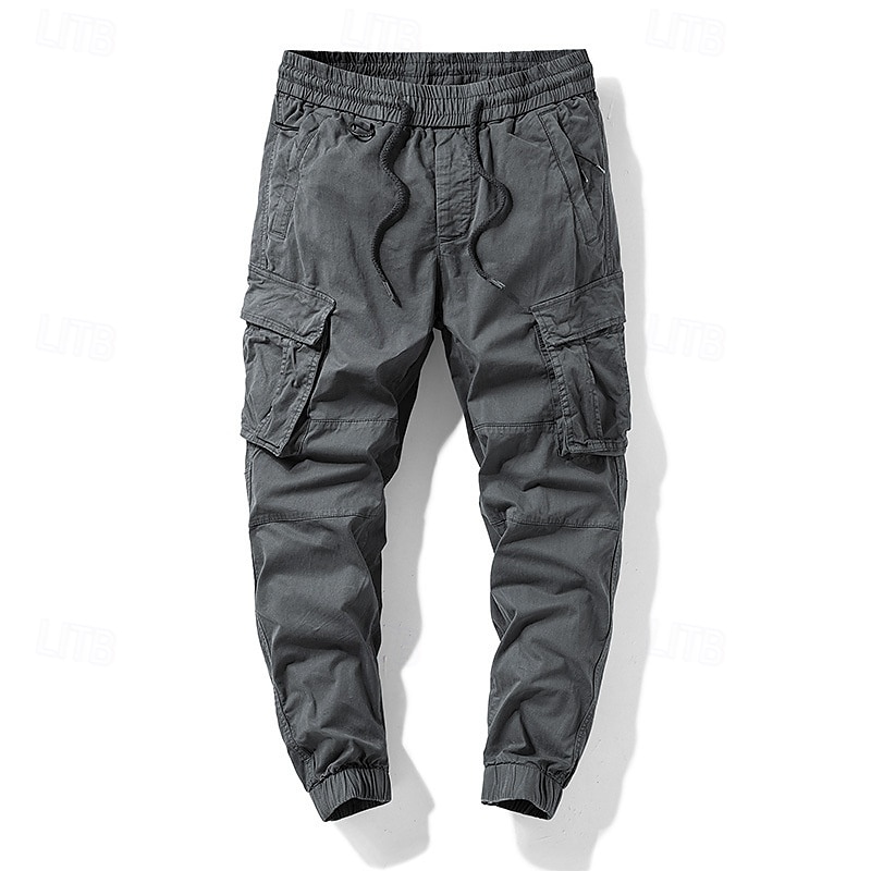 Homens Calças Cargo Calças Cintura elástica Com Cordão Bolso multi Tecido Vestível Ao ar livre Diário Acampar e Caminhar Moda Clássico Preto Verde Tropa de 2025 por €30.99 –P8