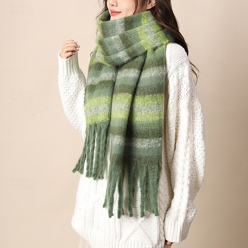 Per donna Sciarpa rettangolare Sciarpe da donna Streetwear Quotidiano Data Nero Arancione Sciarpa Plaid del 2025 a $22.99 –P8