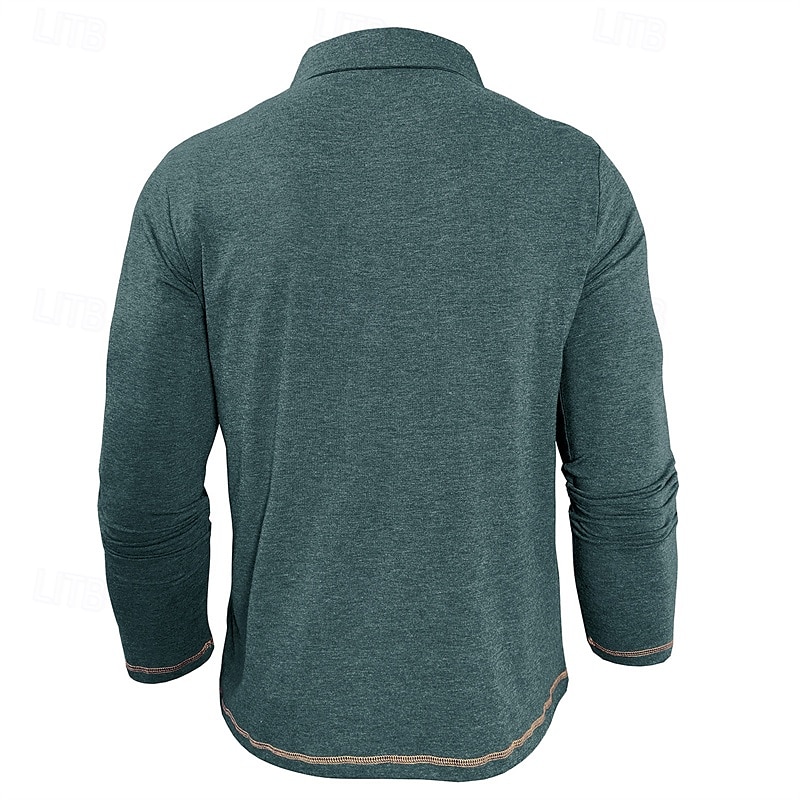 Herren Golfshirt Golf Poloshirts Arbeit Lässig Revers Langarm Basic Modern Farbblock Patchwork Knöpfe Frühling Herbst Normale Passform Aprikose Marineblau Blau Grün Hellgrau Dunkelgray Golfshirt 2025 - $25.99 –P17