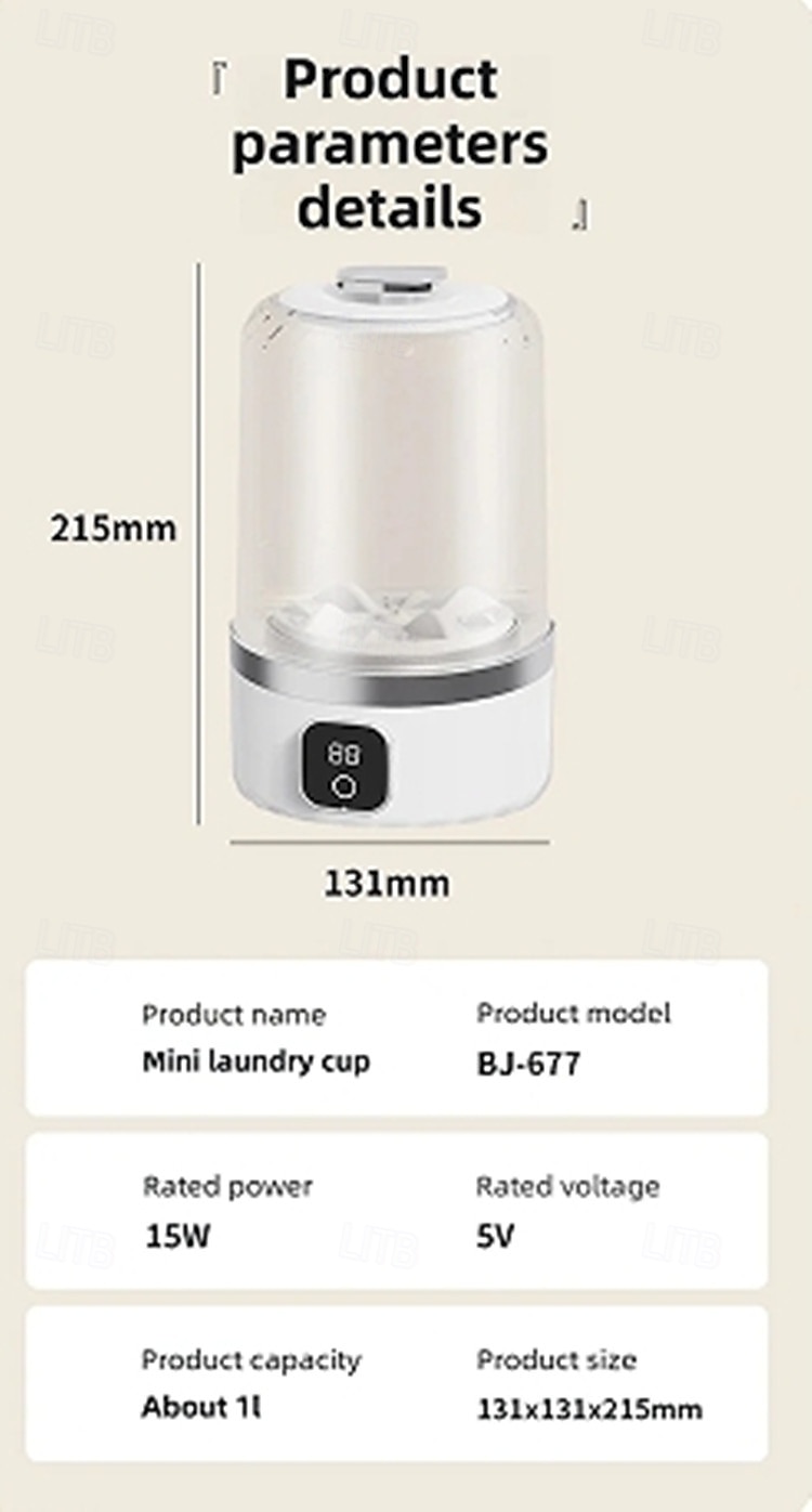 draadloze elektrische wasmachine mini-wasmachine voor reissokken en ondergoed kleine draagbare wasmachine 2025 - $36.99 –P10