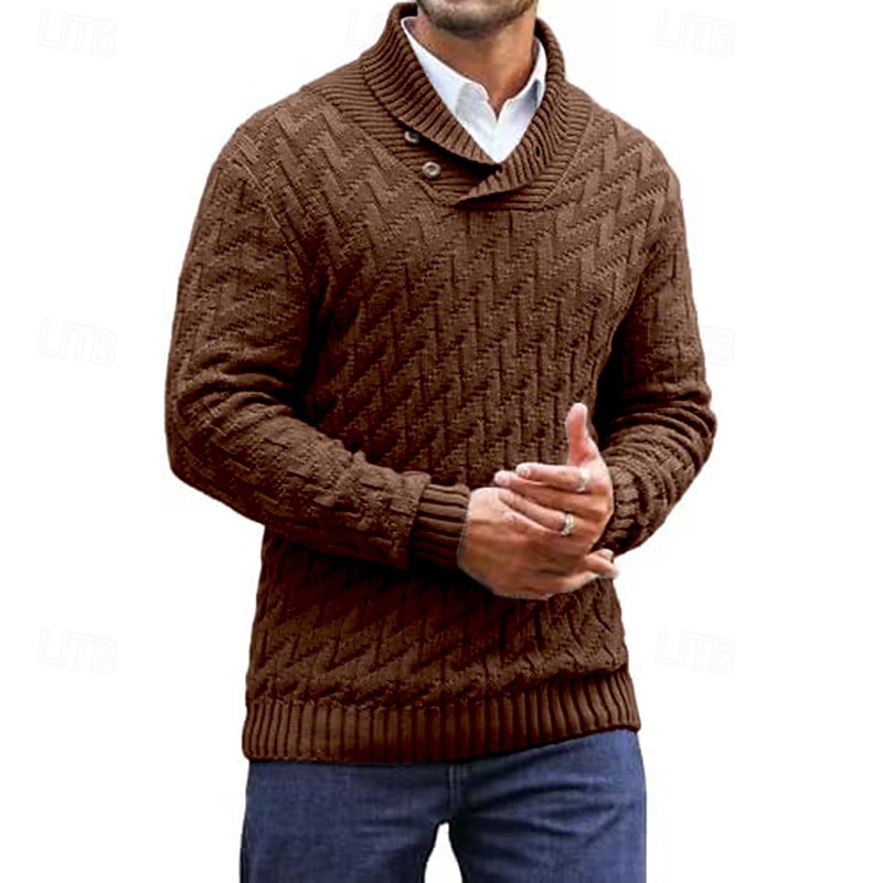 Homme Pull Torsadé Tricoter Hauts Réguliers Tricoté Coupe ajustée Uni Col montant Tricots Contemporain Occasionnel Tenue quotidienne Vêtement Tenue Automne Noir Rouge Bordeaux M L XL de 2025 ? €36.99 –P8