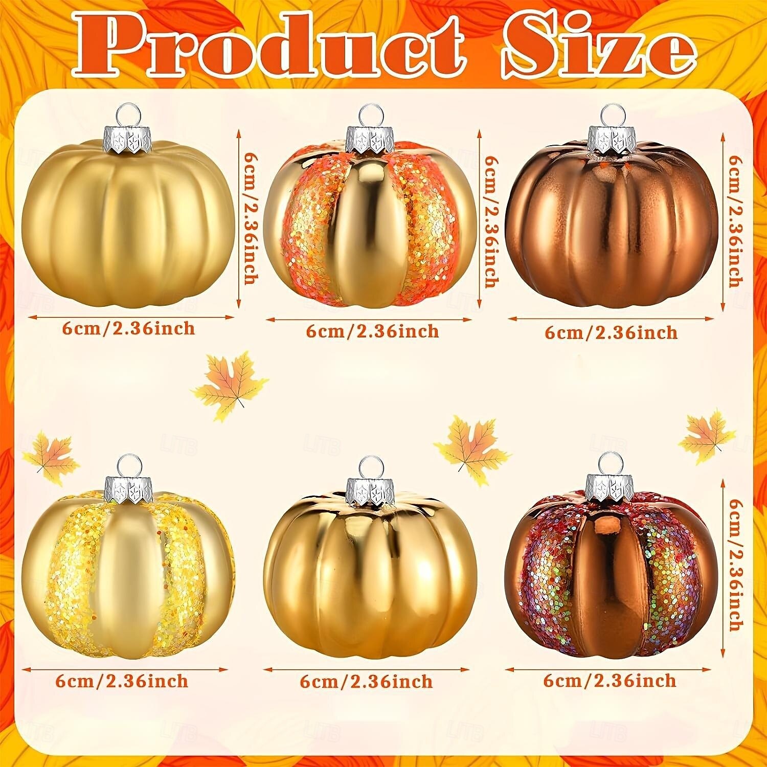 12 st hängande halloweenpumpornamenter mini-thacksgivingbollar för hösten, handmålade pumpakulor för julgran, heminredning, juldekoration eller höstbordsdekoration 2025 - $11.99 –P3