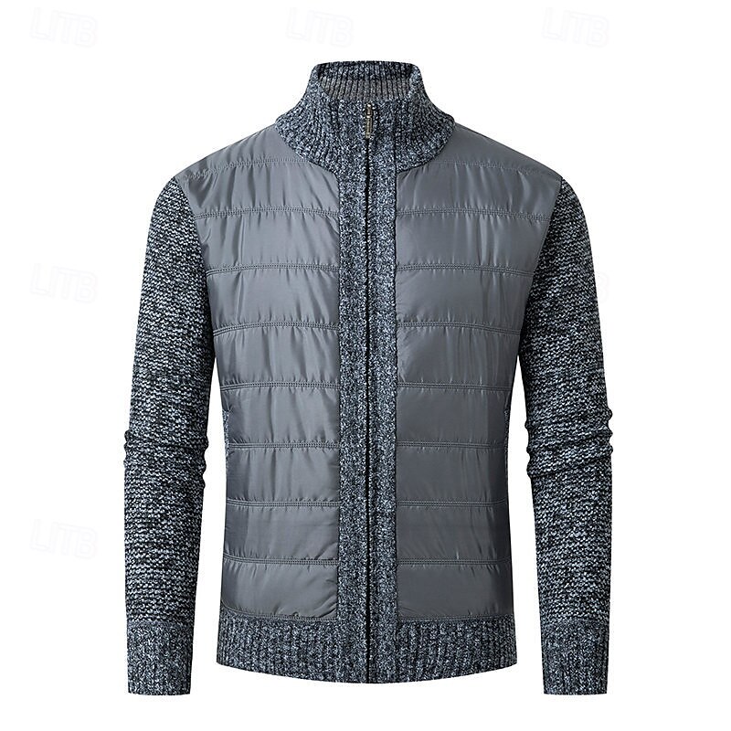 Herren Strickjacke Kurzer Pullover Reißverschluss-Pullover Strickpullover Gerippt Stricken Normale Oberteile Patchwork Tasche Einfach Stehkragen Mode Klassisch Urlaub Alltagskleidung Bekleidung 2025 - $28.99 –P5