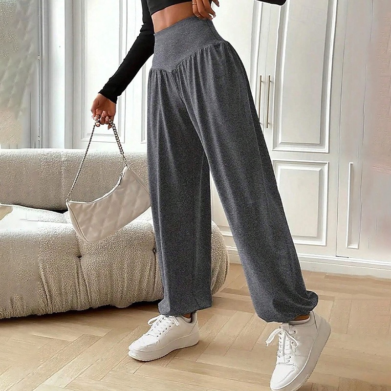 Dámské Kalhoty na jógu Harémové kalhoty Bombarďáky Lehká váha Zaštíhlující Vysoký pas Tělocvična Taneční Sportovní Spodní část oděvu Pevná barva Šedá Podzim Sportovní Sportovní oděvy Volný 2026 - $15.49 –P7