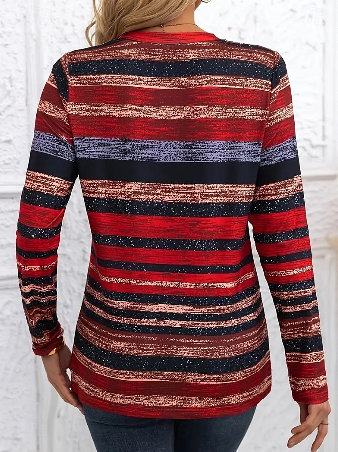 Pâques Femmes T-shirt Graphique Plaid ancien Élégant Classique manche longue Col ras du cou Col rond Hauts Réguliers Quotidien Imprimé Rouge Marron Été Printemps Automne de 2025 ? $22.99 –P5