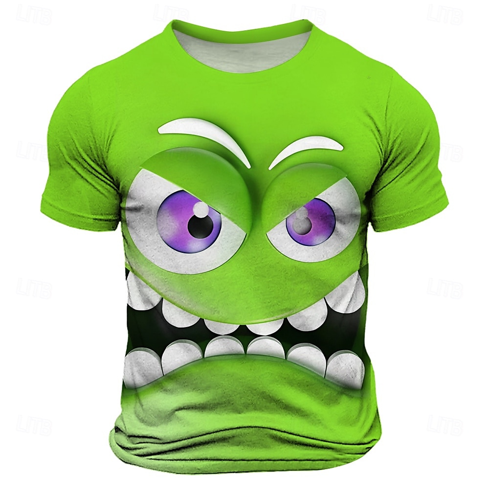 Voor heren Tekenfilm 3D T-shirt Korte mouw T-shirt 3D-afdrukken Strakke ronde hals Overhemd Modieus overdreven Dagelijks Feest Straat Casual blauw Paars Oranje Zomer Lente Alle seizoenen Kleding S M 2025 - $17.99 –P3