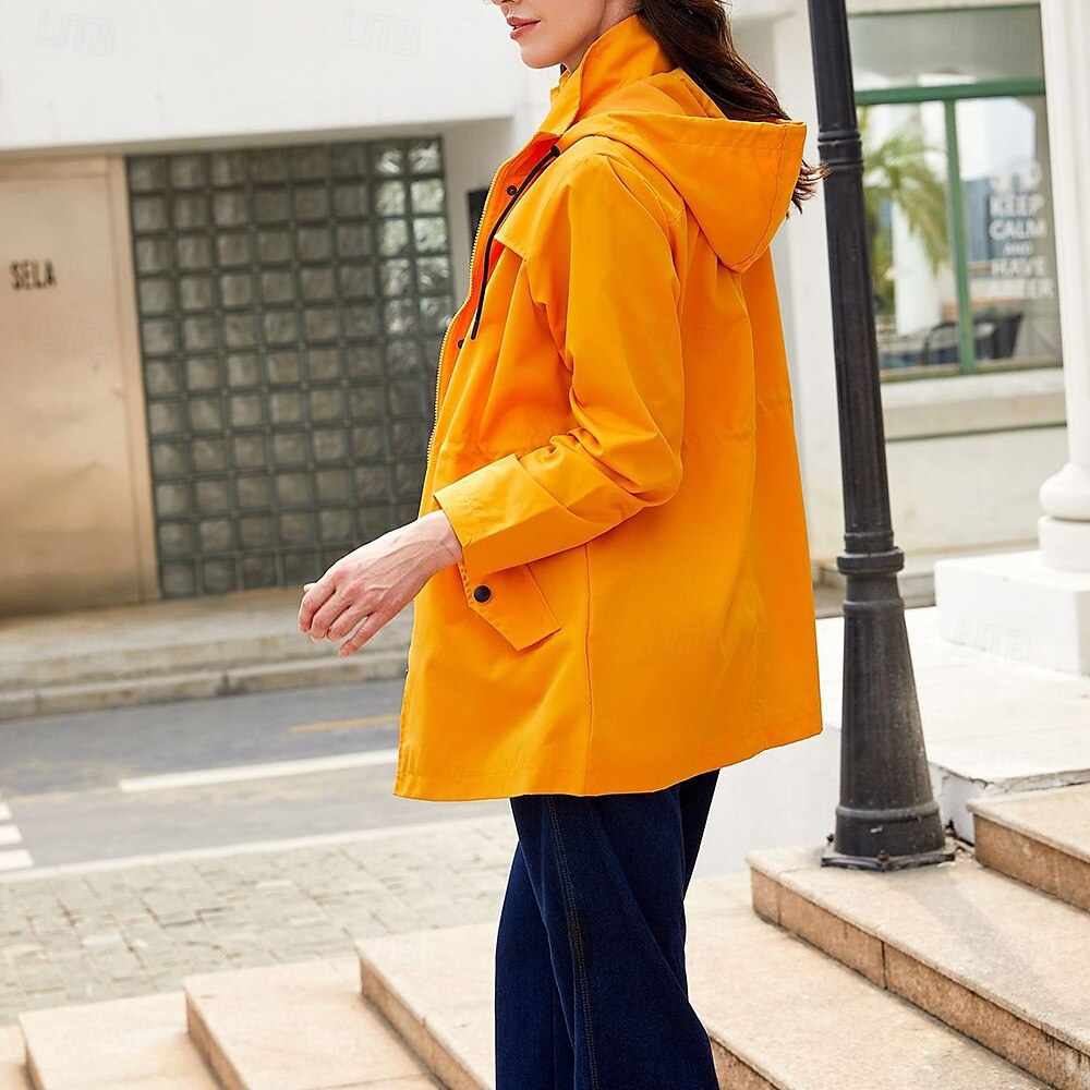 Femmes Manteau Confortable Avec Poches Fermeture intégrale Mode street style Uni Extérieur Décontracté Quotidien Long À capuche Coupe régulière manche longue Vêtements d'extérieur Noir Jaune Rose de 2025 ? $38.99 –P6