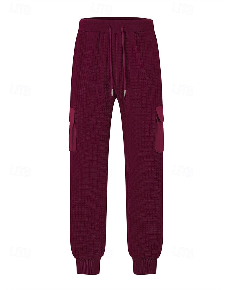 Men's Cargo Sweatpants Sweatpants Joggers Trousers Waffle Pants Drawstring Elastic Waist Multi Pocket Plain Comfort Daily Sports Outdoor Fashion Casual Wine Khaki Micro-elastic 2026 - $21.99 –P20