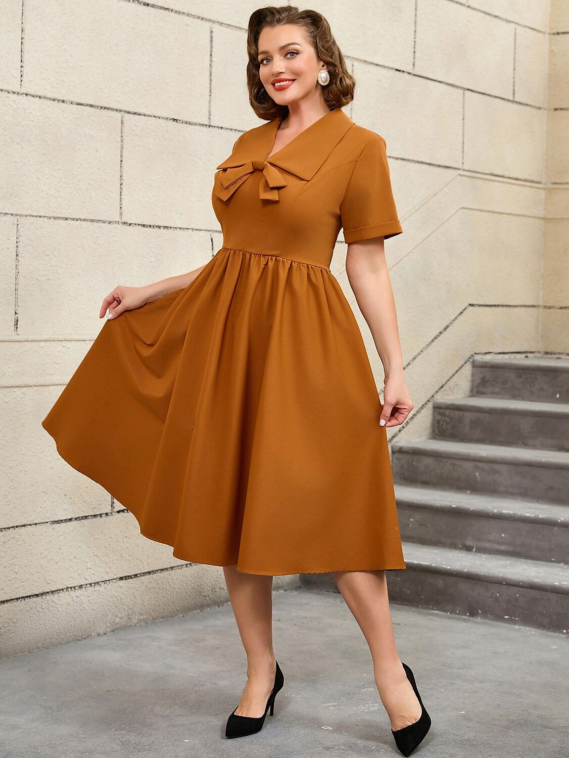 Retro 50. léta Rockabilly Polední Šaty na šaty Flare šaty Větší velikosti A-Linie Dámské Dovolená Maturita Párty a večer Dospělí Šaty Jaro léto 2025 - $59.99 –P11