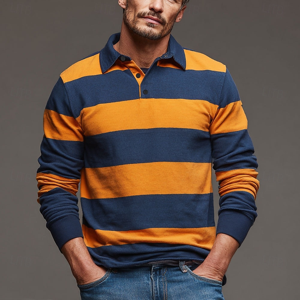 Per uomo Strisce orizzontali Polo da rugby Manica Lunga Magliette polo Camicie con Colletto Abbigliamento Sportivo Casual Scuola All'aperto Athleisure Stampa 3D Primavera Autunno Inverno Giallo del 2025 a $25.99 –P1
