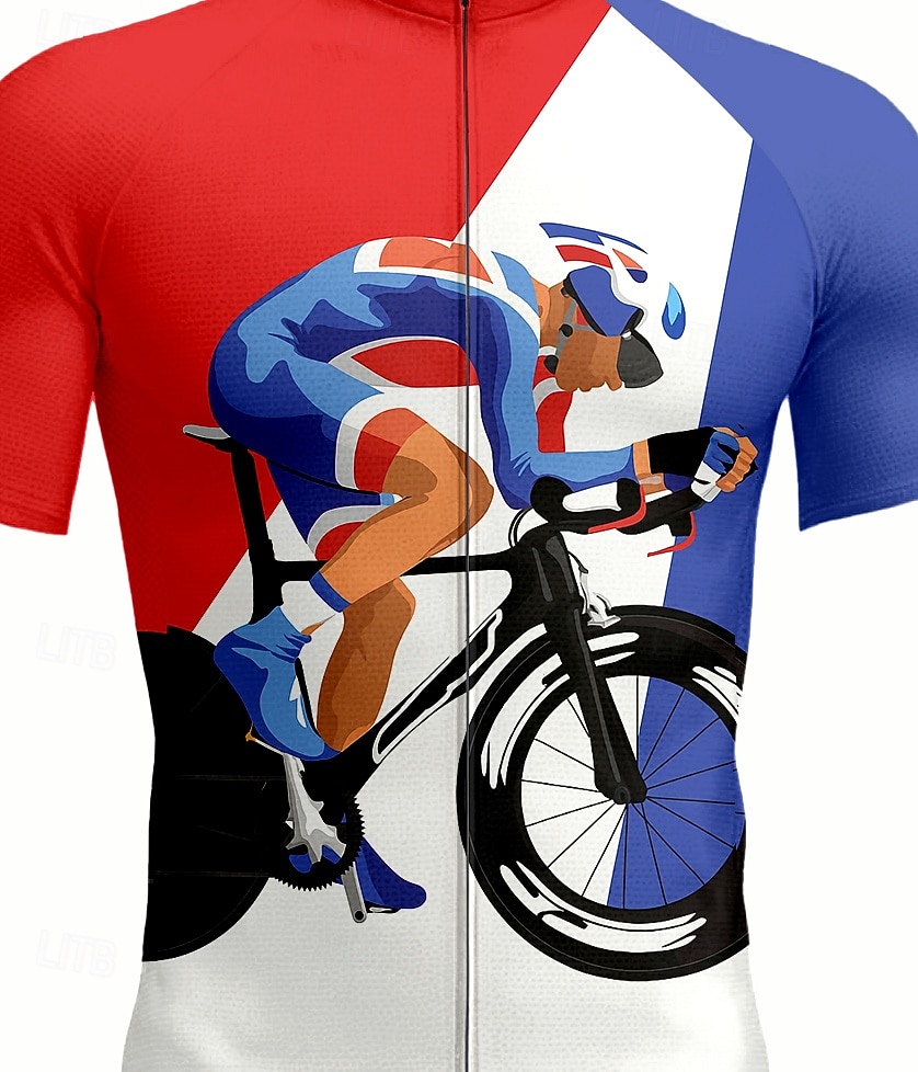 Муж. Велокофты Графика Геометрический принт С короткими рукавами Велоспорт Джерси Верхняя часть с 3 задними карманами Устойчивость к УФ Быстровысыхающий Передняя молния Со светоотражающими полосками 2025 - $30.99 –P3