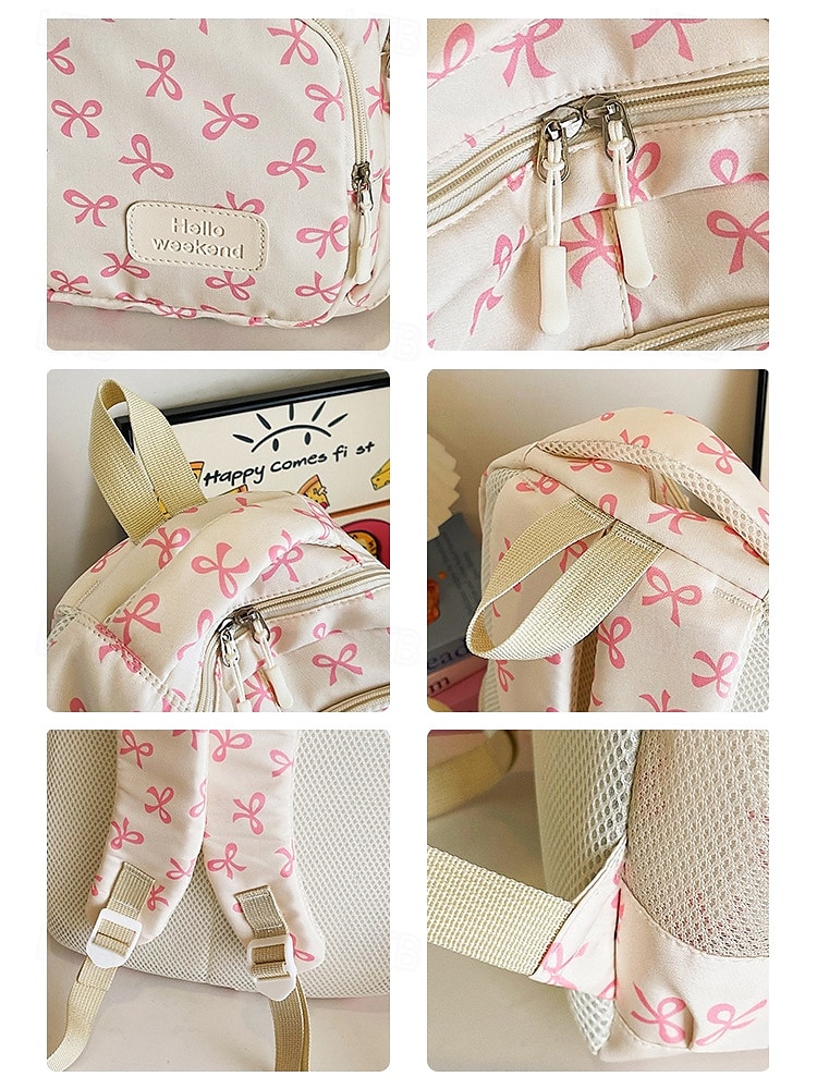 Set di 3 zaini scolastici per ragazze adolescenti: zaino in tela leggero con stampa di un grazioso fiocco rosa, borsa a tracolla di grande capacità e astuccio per matite, perfetto per la scuola, i viaggi e l'uso quotidiano. del 2025 a $26.99 –P12