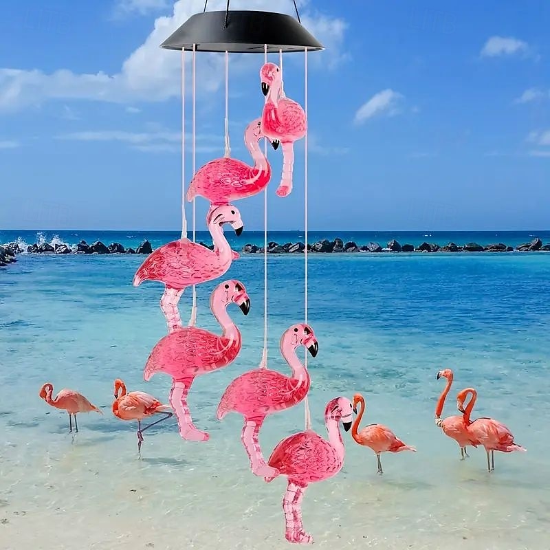 Solcellsdriven rgb färgskiftande magisk boll vindklocka utomhus vattentät flamingo vindklocka trädgårdslampa för utomhus trädgård balkong terrassdekor jul nyårspresent 2025 - $22.99 –P7