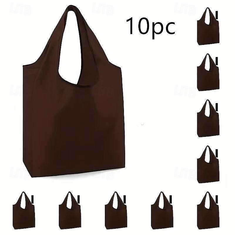 10 wiederverwendbare, faltbare Einkaufstaschen, strapazierfähige, waschbare Tragetaschen aus Polyester mit stabilen Griffen, leuchtende Farben, umweltfreundliche Einkaufstaschen für den täglichen 2025 - $18.99 –P16