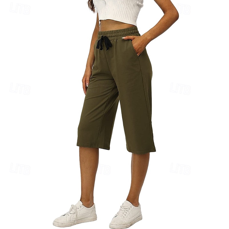 Femmes Jambe large Chinos Occasionnel Longueur mollet Naturel Uni in in france they say Pontalon wide leg Confortable Respirabilité Décontracté Quotidien Noir Blanche Vin Vert Véronèse Printemps de 2025 ? $16.99 –P8