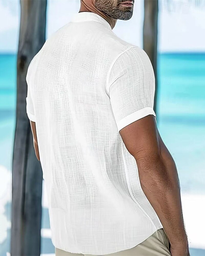 Per uomo Camicia Camicia popover Camicia Estiva Camicia casual Camicia da Spiaggia Bianco Rosa Azzurro cielo Manica Corta Semplice Colletto alla coreana Vacanza Camicia hawaiana Tasca Abbigliamento del 2025 a $30.99 –P4