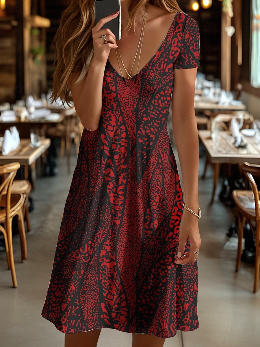 Per donna Mini Abito Vestito Estivo Abito a Maglia Vestito Casual Vestito T-Shirt Vacanza Casual Vestibilità regolare Grafico Geometrico Astratto Manica Corta Scollo a V Blu Bianco e nero Giallo Rosa del 2026 a $24.99 –P4