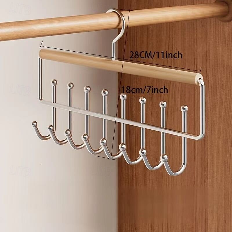 Gruccia multifunzionale in legno con ganci, portaoggetti per cappelli, biancheria intima, canottiere, ideale per casa, dormitorio, armadio e negozi di abbigliamento del 2025 a $8.49 –P3