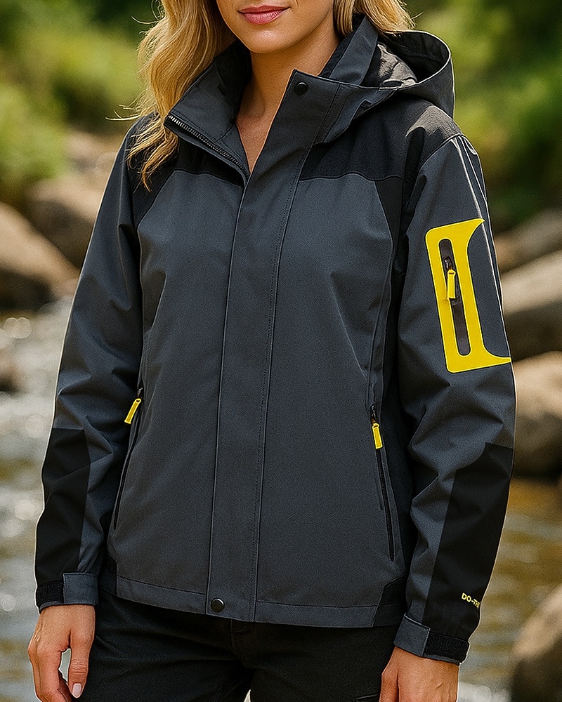 Dame Softshell jakke Turjakke Hardshell jakke Utendørs Vanntett Vindtett Lettvekt Turantrekk Turklær Vår Høst Topper Camping / fotturer / grotting Løp Lapper Mørkegrå Hvit Rosa 2026 - $35.99 –P4