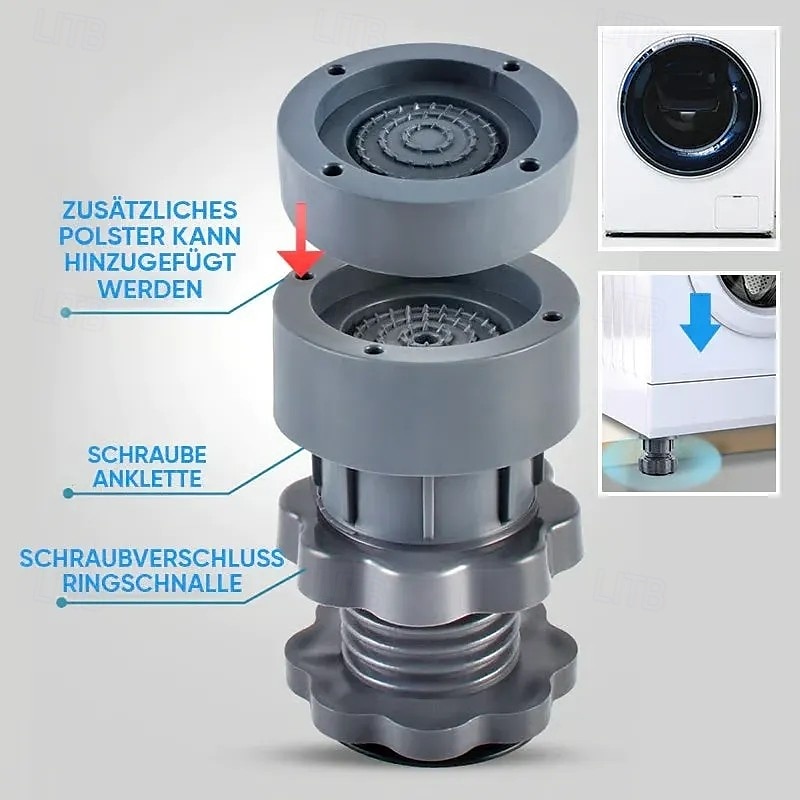4 Pcs Height Adjustable Washing Machine Stand Anti Slip Furniture Base Riser Pads Shock Absorbing Feet for Refrigerator Washer Dryer Leveling Support Heavy Duty Stabilizer 2025 - $11.99 –P8