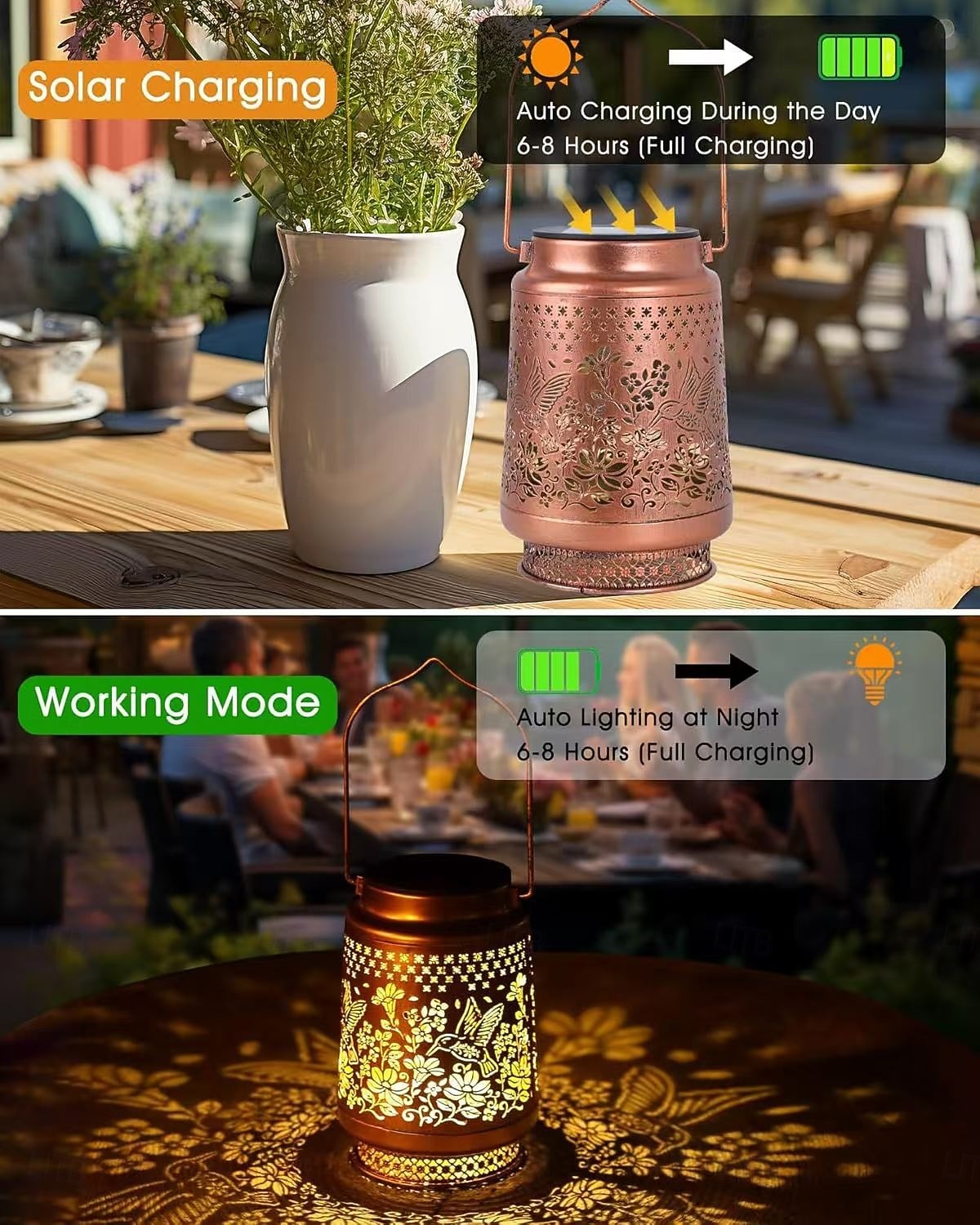 1 Pc Outdoor Waterproof Solar Hummingbird Butterfly Metal Projection Lantern Courtyard Garden Path Lawn Terrace Atmosphere Decorative Light 2026 - $23.99 –P2