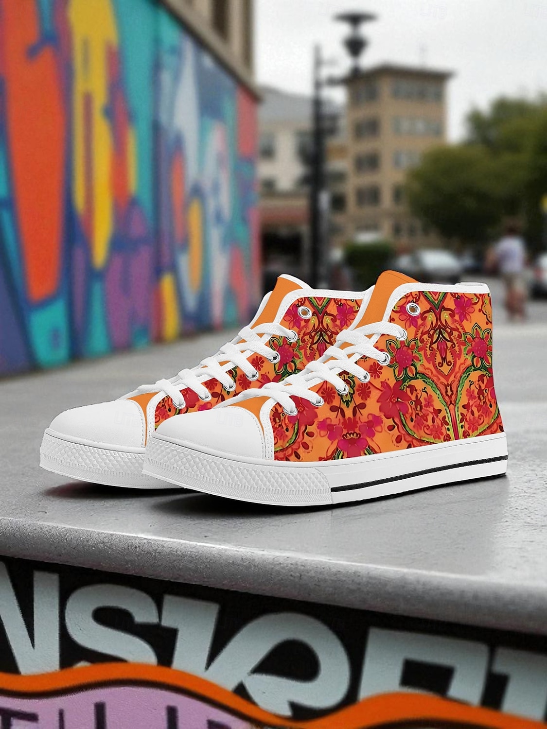 Damen-High-Top-Canvas-Sneaker mit buntem Print – Freizeitschuhe im Streetstyle für den Alltag, Reisen und Ausflüge in die Stadt 2025 - $42.99 –P1