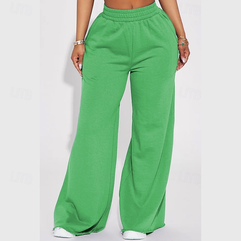 Mujer Perneras anchas Chinos Casual Medio corto Cintura Media Plano Perneras anchas Cintura elástica Confortable Transpirabilidad Deporte Casual Diario Negro Amarillo Rosa Vino Primavera Otoño Holgado 2025 - $22.99 –P10
