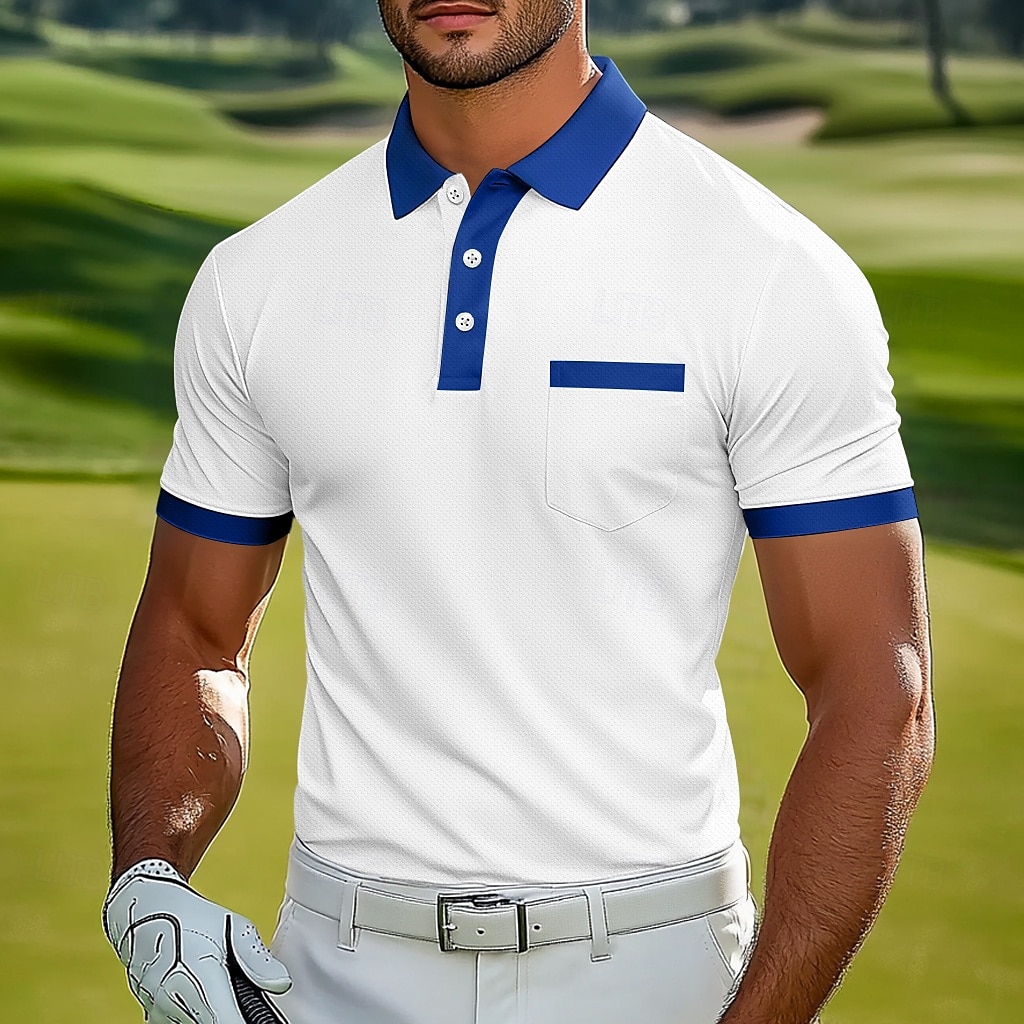 2025年 男性用 スポーツポロシャツ ゴルフシャツ カジュアル スポーツ ラペル リブ付きポロカラー 半袖 ファッション ベーシック 平織り クラシック 夏 春 レギュラー ワイン グリーン ネイビーブルー ダークグリーン スポーツポロシャツ  コレクション – $22.99 –P4