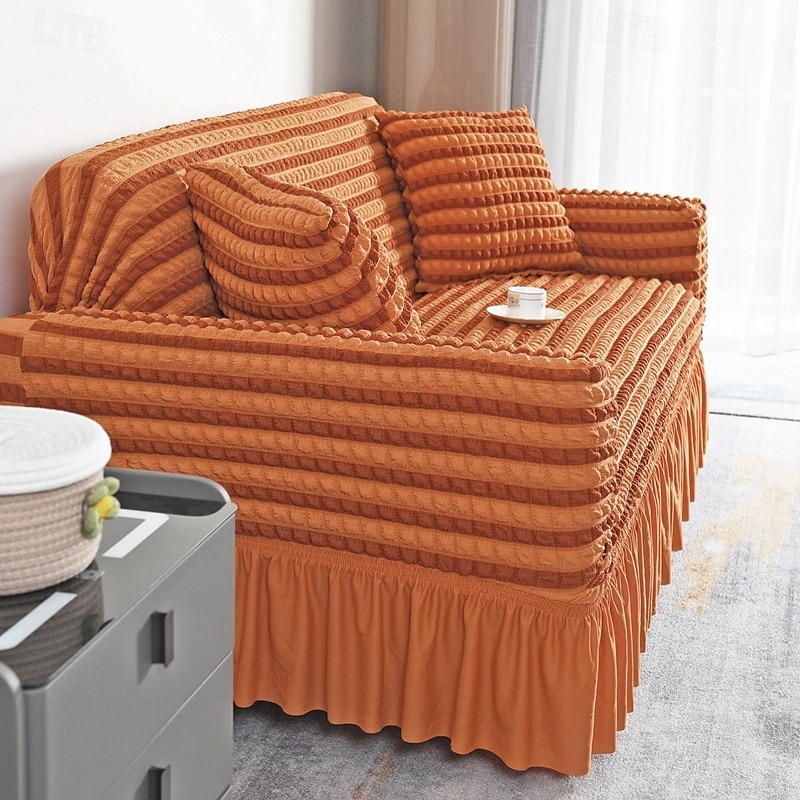 3D Bubble Lattice Elegant Stretch Sofa Cover Loveseat Cover Couch Cover Spandex Elastic Sofa Slipcover Protector with Skirt 2025 - $39.99 –P6