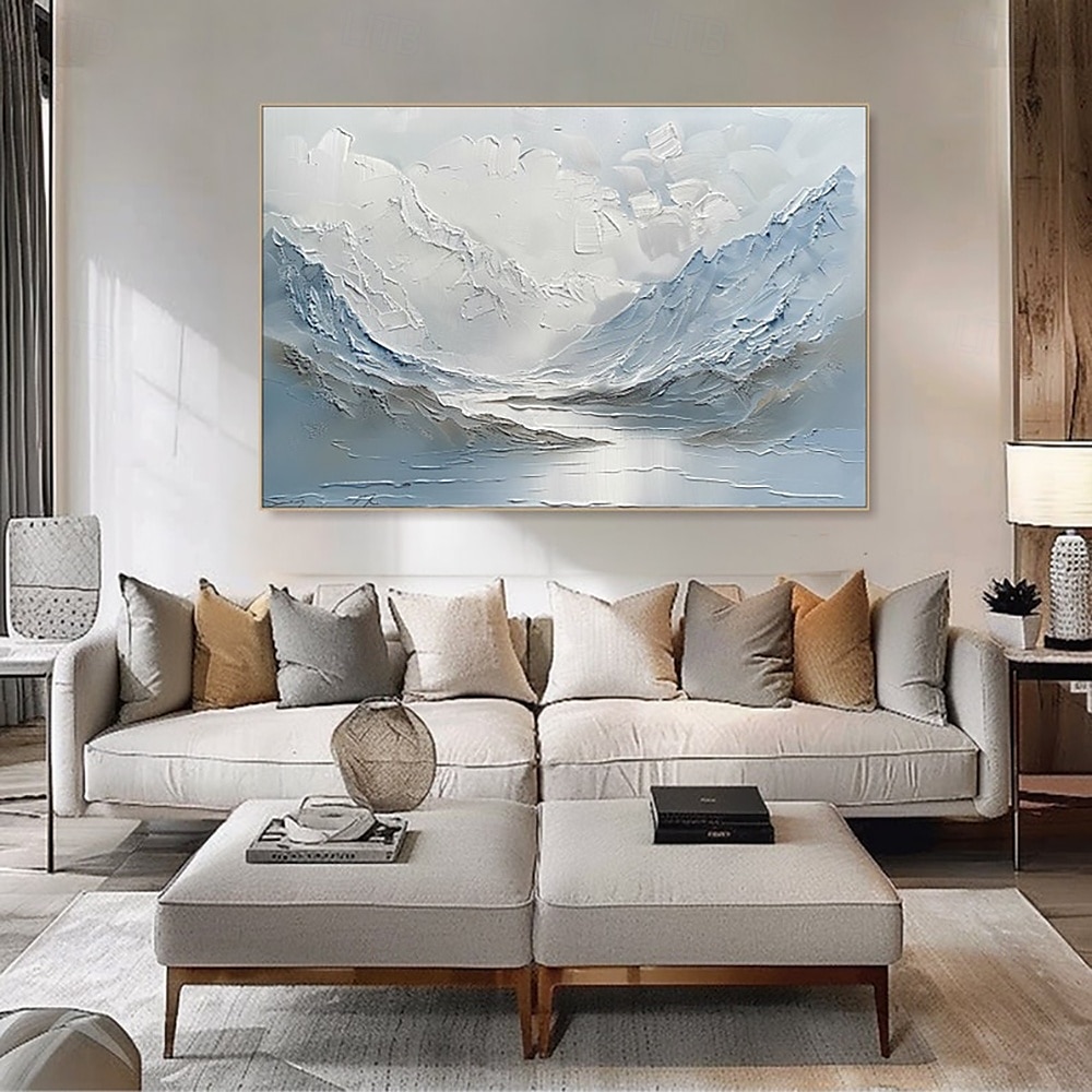 handgefertigtes Ölgemälde auf Leinwand, Wandkunst, Dekoration, modern, abstrakt, Berge, Flüsse, Naturlandschaft für die Inneneinrichtung, aufgespanntes Gemälde zum Aufhängen / gerolltes rahmenloses, 2025 - $83.99 –P1