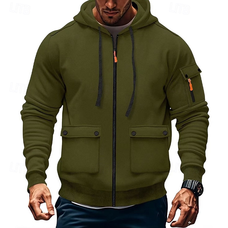 Per uomo Felpa con cappuccio Felpa con cappuccio in pile Felpa con cappuccio tattica Nero Bianco Vino Verde militare Rosso Con Cappuccio Semplice Tasca Sport & Outdoor Casuale Quotidiano Streetwear del 2025 a $27.99 –P10