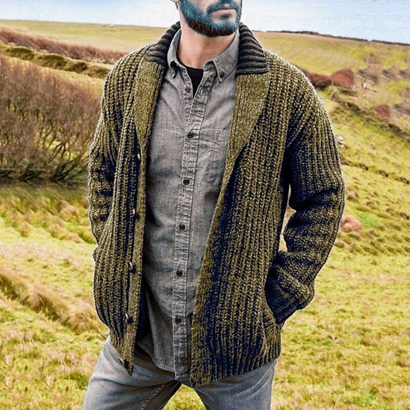 Per uomo Felpa Cardigan A Coste Maglia Top Regolari Cardigan con Bottoni Semplice Collo a scialle Vacanza Moda Casuale Abbigliamento quotidiano Abbigliamento Primavera & Autunno Marrone scuro del 2025 a $40.99 –P8