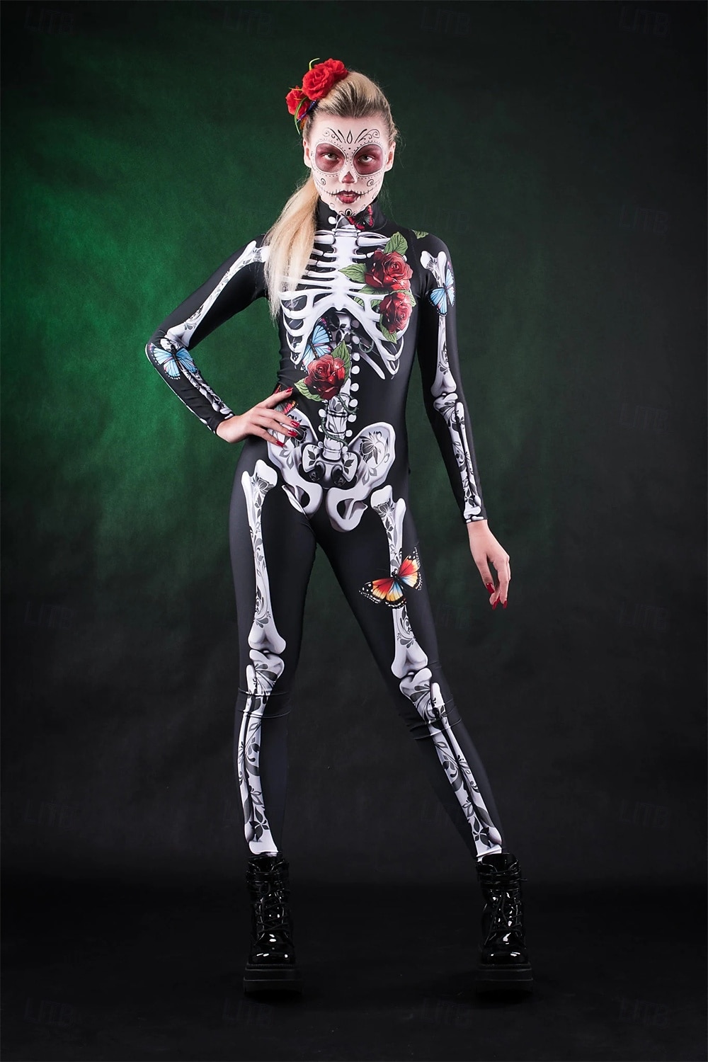 Schelet Craniu Craniu de zahăr Halloween Salopetă Costumul catsuit complet Costum înfricoșător Pentru copii Adulți Bărbați Pentru femei Băieți Halloween Carnaval Ziua morților Performanță Petrecere 2025 - $29.99 –P3