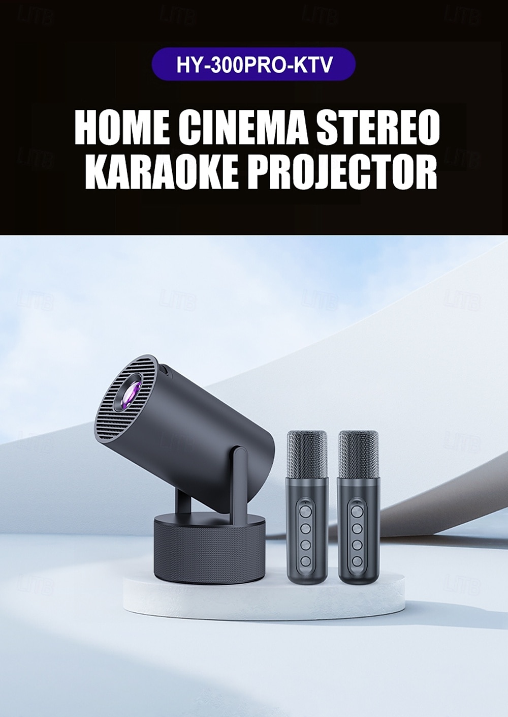 HY-300PRO-KTV 20W Speaker Projector with Wireless Microphone 4K Android 11 Dual Wifi6 BT5.0 1080P 1280 * 720P Home Theater Outdoor Projector for Early Childhood Education Video Conferencing Online T 2025 - $122.99 –P2